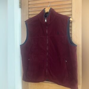 Polo Ralph Lauren Wine Red Fleece Full Zip Gilet Vest Size L